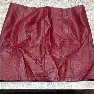 Elegant Red Faux Leather Skirt